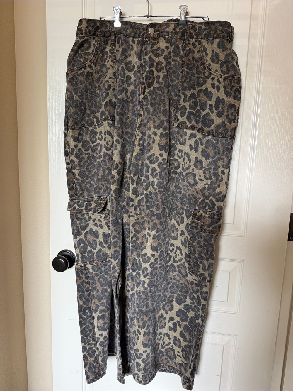 Leopard Print Cargo Maxi Skirt